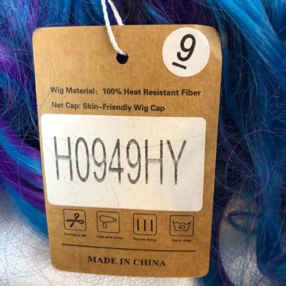 Fashion Wig Blue and Purple Curly Costume Cosplay New Heat Resistant - Picture 9 of 10